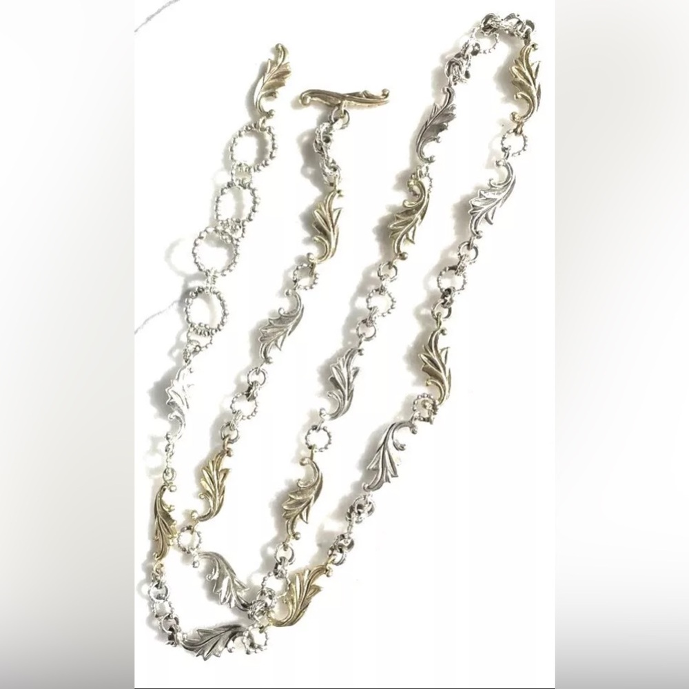 Echo of the Dreamer Sterling Silver & Bronze Acanthus Leaves
Necklace Chain 24"